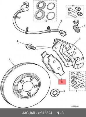 Комплект тормозных колодок, диско XR813324 JAGUAR