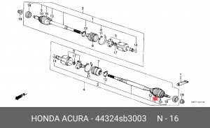 Комплект пылника, приводной вал 44324SB3003 HONDA