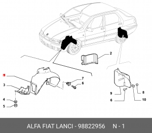 Подкрылок 98822956 ALFA FIAT LANCIA