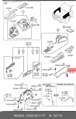 Крыло переднее EC0252111F MAZDA