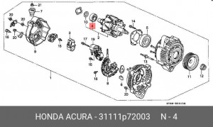 Подшипник генератора 31111P72003 HONDA