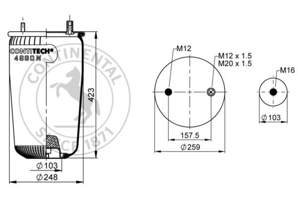 Баллон пневматической рессоры 4960 N P02 CONTITECH