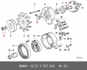 Ремкомплект, генератор 12 31 1 727 762 BMW