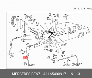 Датчик, частота вращения колеса A1165400917 MERCEDES BENZ