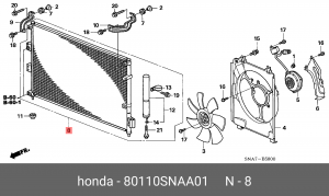 Радиатор кондиционера 80110SNAA01 HONDA