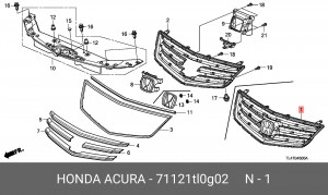 Решетка радиатора 71121TL0G02 HONDA