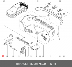 Кронштейн крепления бампера 8200176035 RENAULT