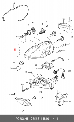 Основная фара 955 631 158 10 PORSCHE