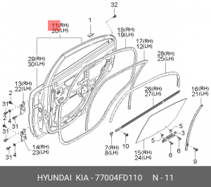 Дверь задняя 77004FD110 HYUNDAI KIA