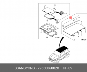 Молдинг крыши 7965006002X SSANG YONG