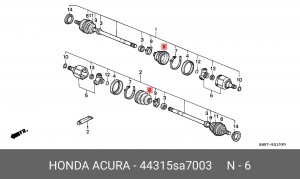 Комплект пылника, приводной вал 44315SA7003 HONDA