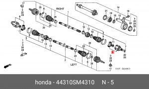 Шарнирный комплект, приводной вал 44310-SM4-310 HONDA