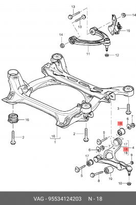Подвеска, рычаг независимой подвески колеса 95534124203 PORSCHE