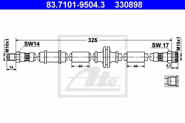 Тормозной шланг 83.7101-9504.3 ATE