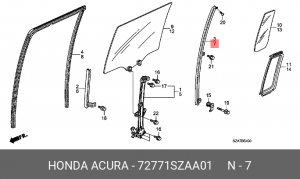 Направляющая стекла двери 72771SZAA01 HONDA