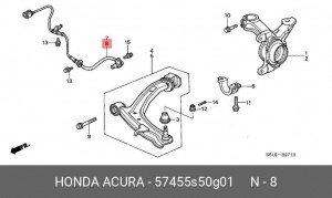 Датчик, частота вращения колеса 57455S50G01 HONDA
