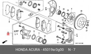 Тормозной суппорт 45019SR3G00 HONDA