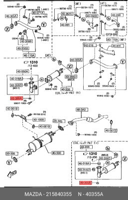 Гайка, выпускной коллектор 2158-40-355 MAZDA