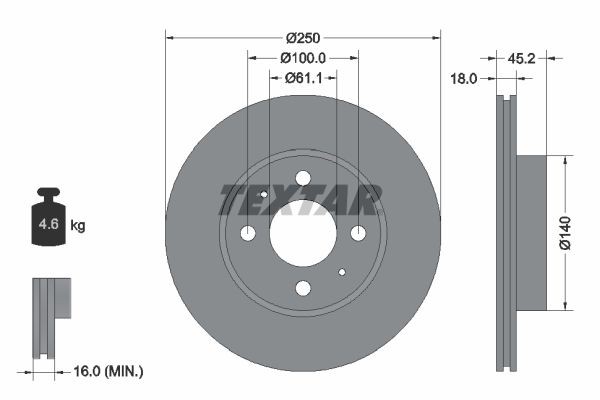 Тормозной диск 92080100 TEXTAR