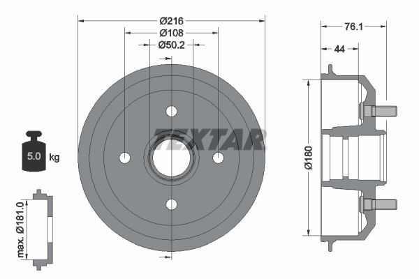 Тормозной барабан 94018500 TEXTAR
