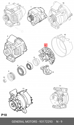 Выпрямитель, генератор 93172293 GENERAL MOTORS
