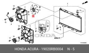 Крыльчатка электромотора радиатора охлаждения ДВС 19020RB0004 HONDA