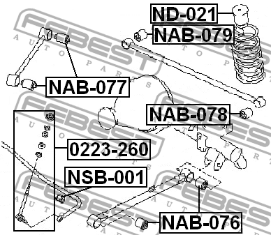 Сайлентблок - втулка амортизатора подвески NAB-076 FEBEST