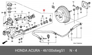 Главный тормозной цилиндр 46100S6EG51 HONDA
