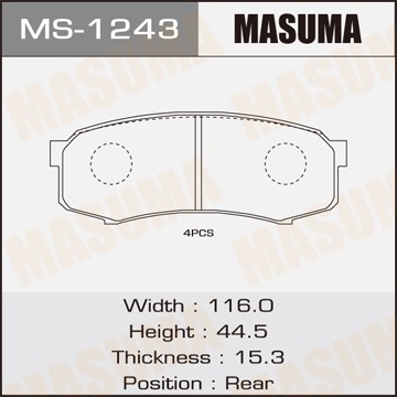 Колодки тормозные дисковые MS1243 MASUMA
