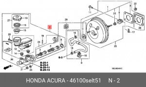 Главный тормозной цилиндр 46100SELT51 HONDA