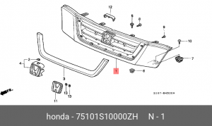 Решетка радиатора 75101S10000ZH HONDA