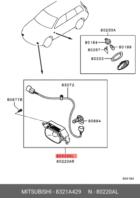 Фара противотуманная 8321A429 MITSUBISHI