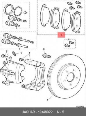 Комплект тормозных колодок, диско C2S48022 JAGUAR