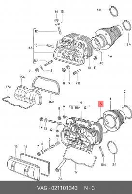 Прокладка, головка цилиндра 021 101 343 PORSCHE