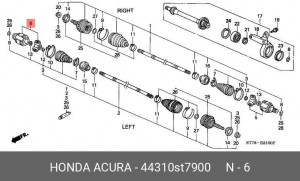 Шарнирный комплект, приводной вал 44310-ST7-900 HONDA