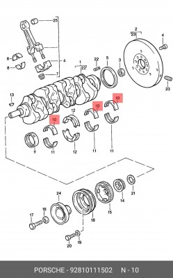 Подшипник коленвала 92810111502 PORSCHE