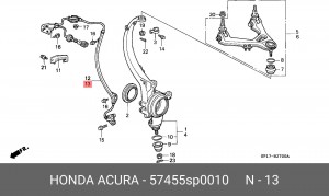 Датчик, частота вращения колеса 57455SP0010 HONDA