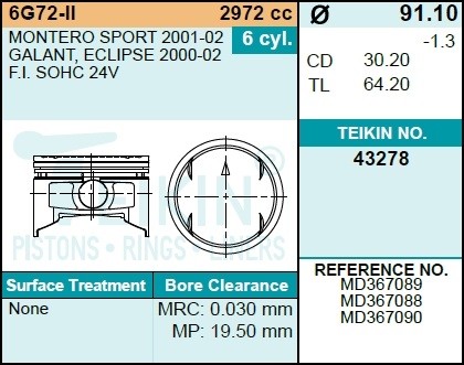 Поршень ДВС 43278050 TEIKIN