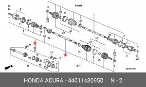 Шарнирный комплект, приводной вал 44011S30950 HONDA