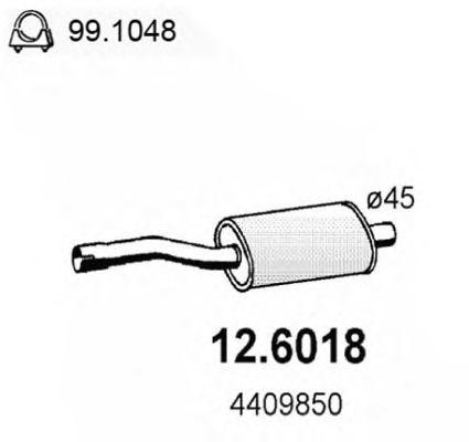 Средний глушитель выхлопных газов 126018 ASSO