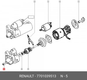 Втулка, вал стартера 7701039513 RENAULT