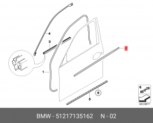 Уплотнитель стекла двери 51 21 7 135 162 BMW