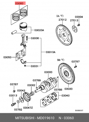 Кольца поршневые (комплект) MD019610 MITSUBISHI