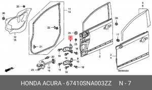 Петля - шарнир открывания двери 67410SNA003ZZ HONDA