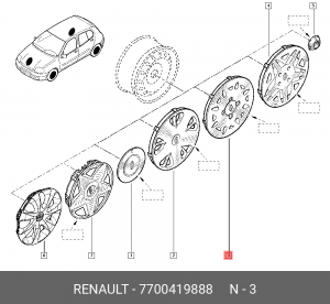 Колпак декоративный колесного диска 7700419888 RENAULT