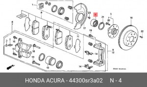 Комплект подшипника ступицы колеса 44300-SR3-A02 HONDA
