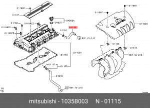 Патрубок вентиляции картера 1035B003 MITSUBISHI