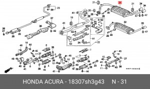 Глушитель выхлопных газов конечный 18307SH3G43 HONDA
