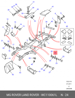 Регулировочная прокладка, зазор в клапанном приводе WC110061L LAND ROVER