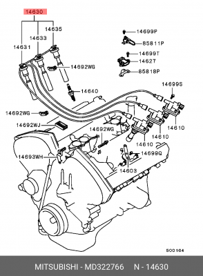 Провода высоковольтные системы зажигания (комплект) MD322766 MITSUBISHI